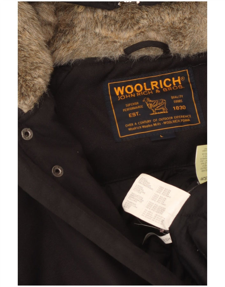 Woolrich Womens Hooded Bomber Padded Jacket UK 14 Large Black Nylon