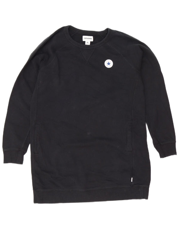 Converse Womens Chuck Taylor Sweatshirt Jumper Dress UK 18 XL Black Cotton