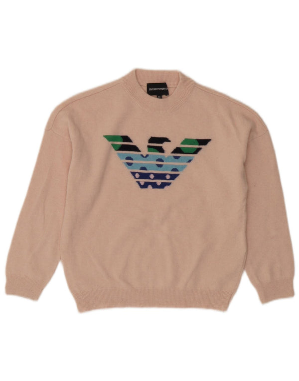 Emporio Armani Girls Graphic Crew Neck Jumper Sweater 7-8 Years Pink