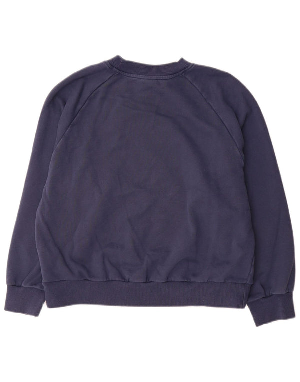 Felpa grafica da donna New Balance Maglione UK 10 Small Cotone blu navy