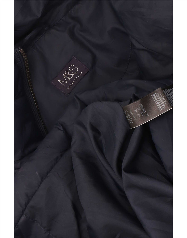 Marks & Spencer Dame Polstret Frakke UK 14 Large Navy Blue Polyester