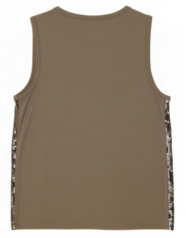 Top camicetta senza maniche da donna Marella UK 14 grande viscosa grigia