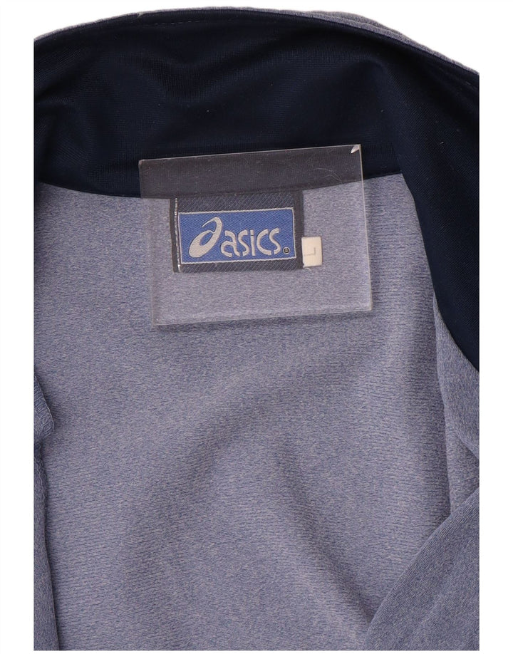Asics Mens Graphic Tracksuit Top Jacket Large Blue Colourblock