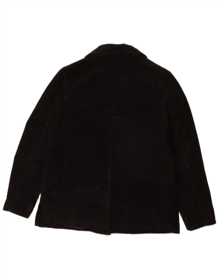 Les Boulevards Womens Suede Jacket EU 44 XL Black Leather