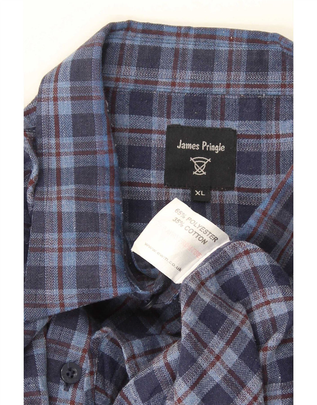Camisa masculina de flanela James Pringle XL poliéster xadrez azul marinho
