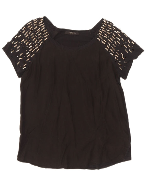 Tricou de weekend pentru femei Max Mara Top UK 12 Medium Black Bumbac