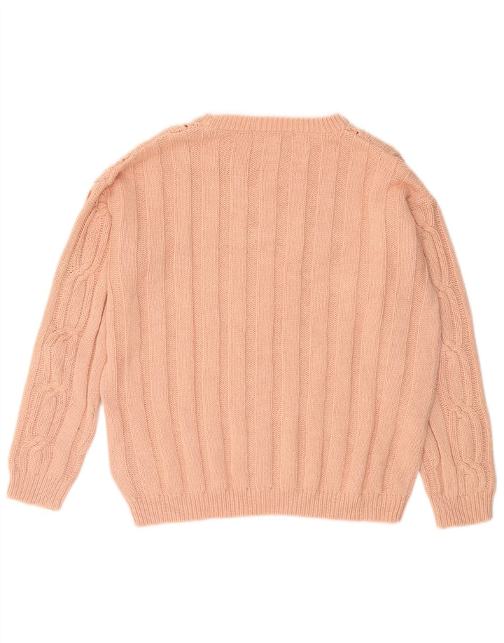 MARKS & SPENCER Womens Crew Neck Jumper Sweater UK 12 Medium  Pink Cotton