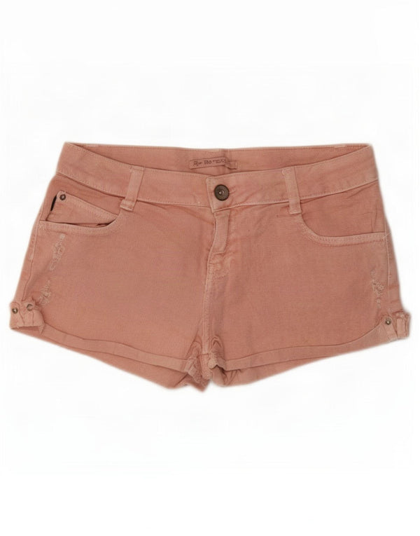Zara Womens Distressed Denim Shorts EU 38 Small W28 Pink