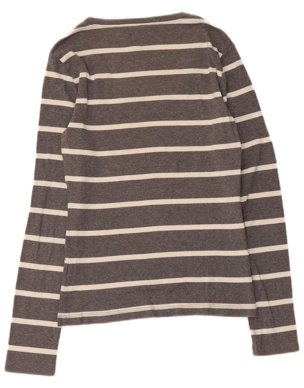 Tommy Hilfiger Dame Top Langærmet UK 8 Lille Grå Stribet Bomuld