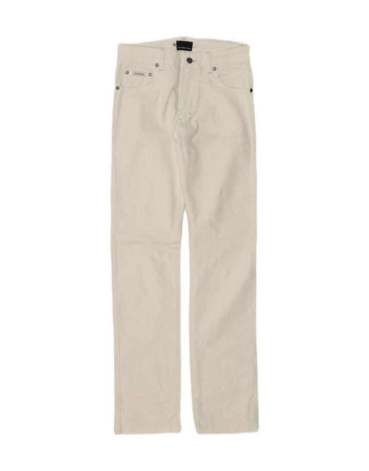 CALVIN KLEIN Womens Straight Jeans W28 L34 White Cotton