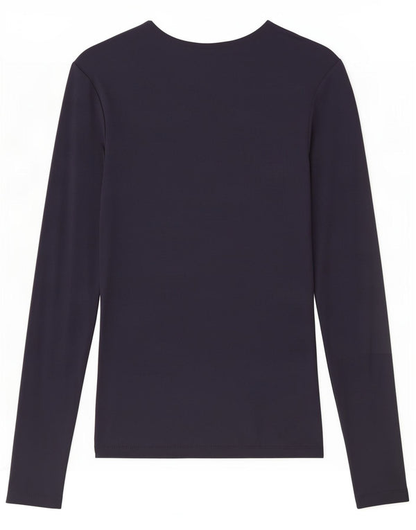 Zara Womens Top Long Sleeve UK 8 Small Navy Blue Polyamide