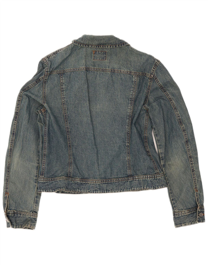 VINTAGE Womens Crop Denim Jacket IT 44 Medium Blue Cotton