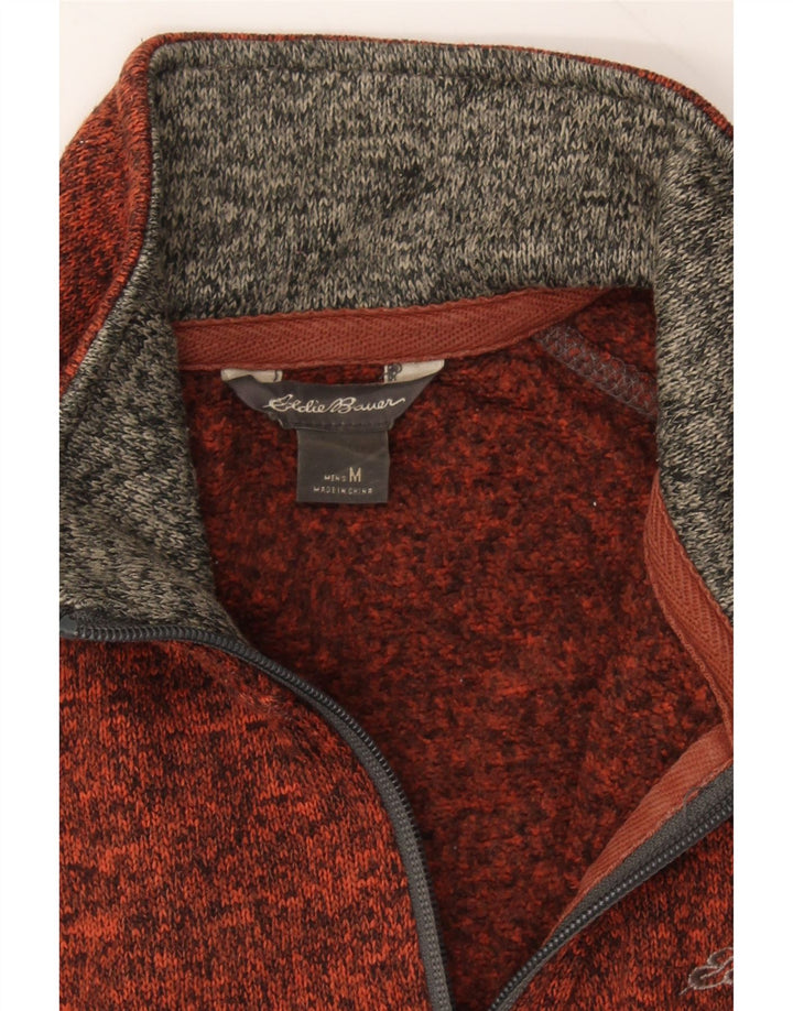EDDIE BAUER Mens Zip Neck Jumper Sweater Medium Brown Flecked Polyester Vintage Eddie Bauer and Second-Hand Eddie Bauer from Messina Hembry 
