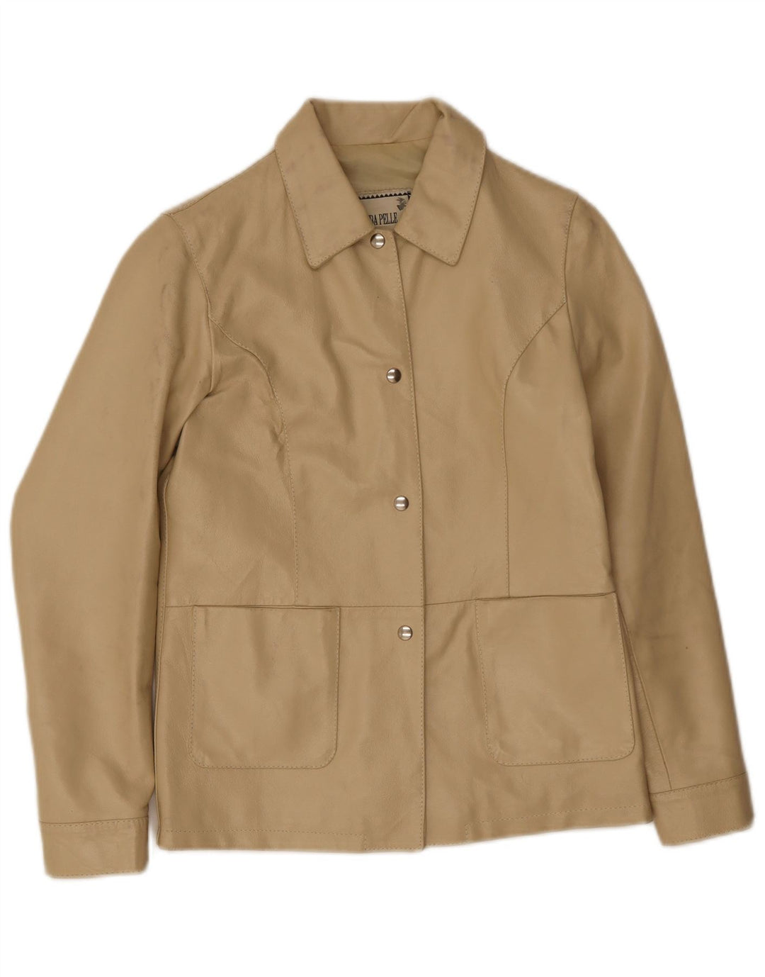 Vintage læderjakke til kvinder, medium beige læder