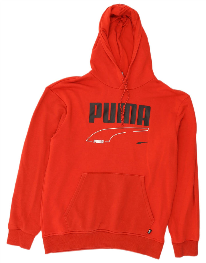 Puma Mens Graphic Hoodie Jumper Small Red Cotton