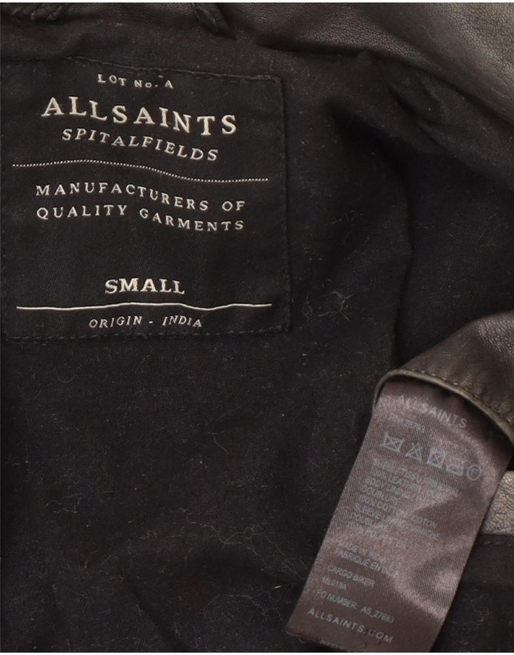 All Saints Chaqueta de cuero motociclista para hombre UK 36 Small Grey