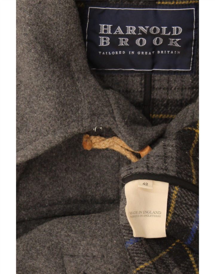 Vintage Mens Hooded Duffle Jacket UK 42 XL Grey Wool