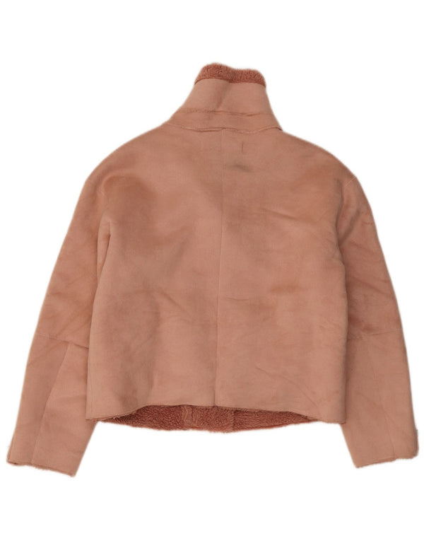 Zara Womens Sherpa Jacket UK 10 Small Pink Polyester