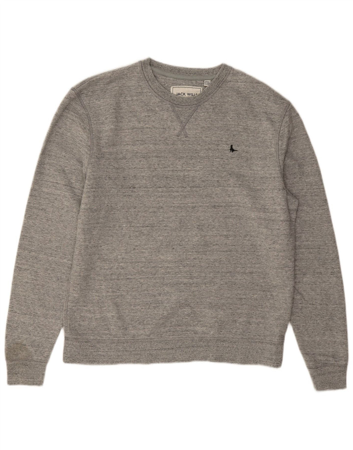 Мужской свитшот Jack Wills, хлопковый джемпер среднего серого цвета в крапинку