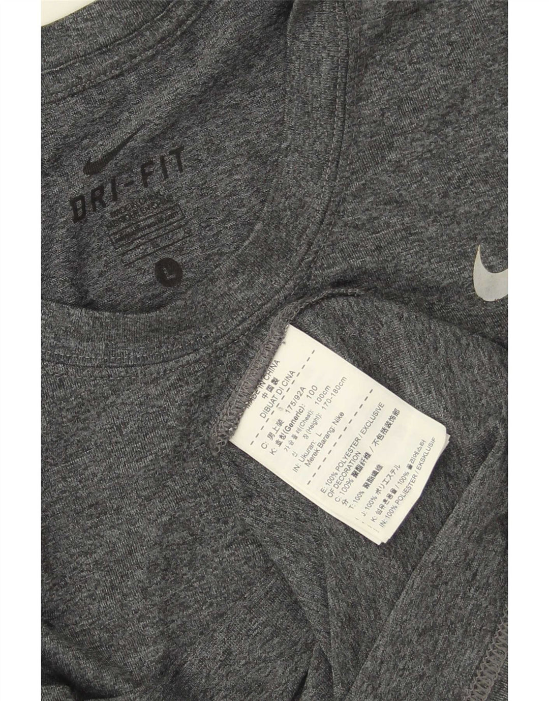 Nike Mens Dri Fit T-Shirt Top Large Grey Flecked Polyester