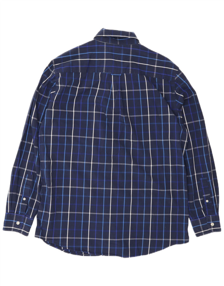 Camicia Chaps da uomo di facile manutenzione, cotone medio a quadri blu navy