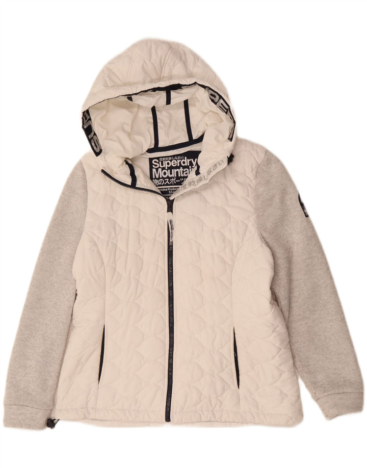Superdry Womens Hooded Windbreaker Jacket UK 16 Large White Colourblock