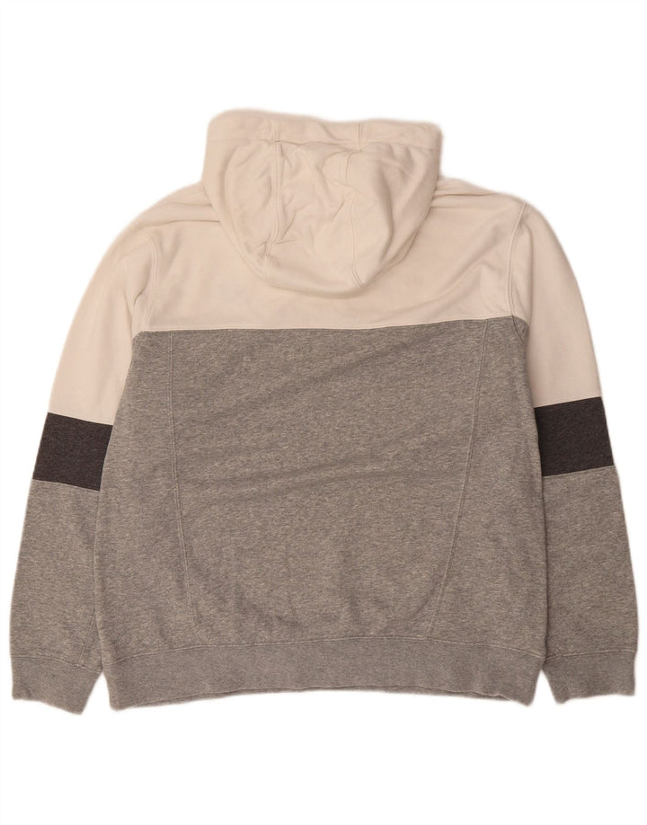 NIKE Mens Hoodie Jumper Large Grey Colourblock Cotton