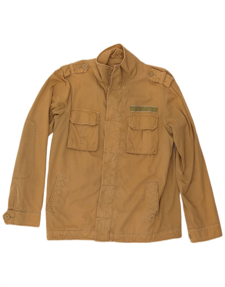 Pure Trash Mens Military Jacket UK 40 Large Beige Cotton