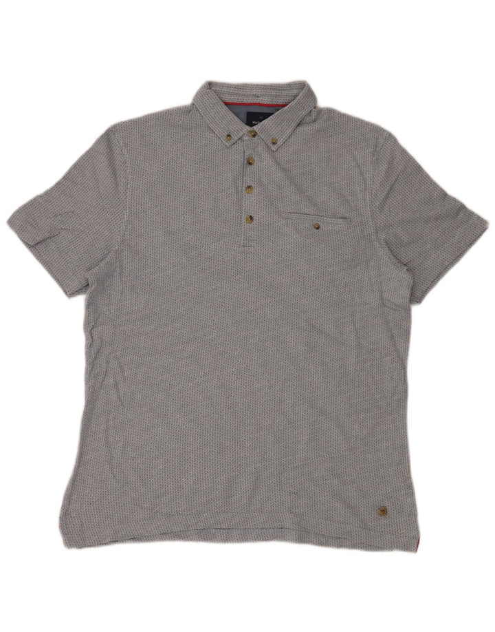 White Stuff Mens Polo Shirt Large Blue Ikat Cotton