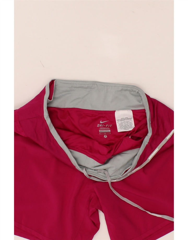 NIKE Womens Dri Fit Sport Shorts UK 14 Medium Burgundy Polyester Vintage Nike and Second-Hand Nike from Messina Hembry 