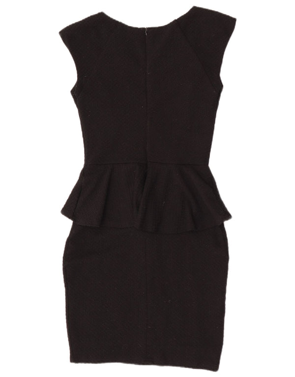 Lipsy Womens Peplum Dress UK 8 Small Black Polyester
