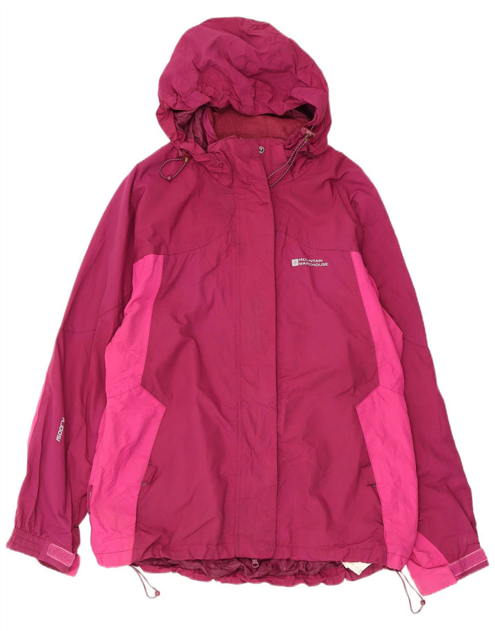 Mountain Warehouse Womens Hooded Rain Jacket UK 14 Large Pink Colourblock