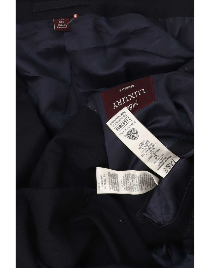 Giacca blazer a 2 bottoni da uomo Marks & Spencer UK 44 2XL Lana nuova blu navy