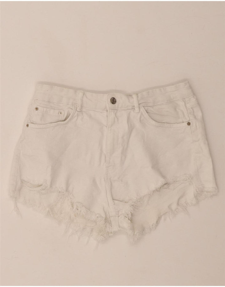 ZARA Womens Denim Shorts EU 42 Large W32 White Cotton Vintage Zara and Second-Hand Zara from Messina Hembry 
