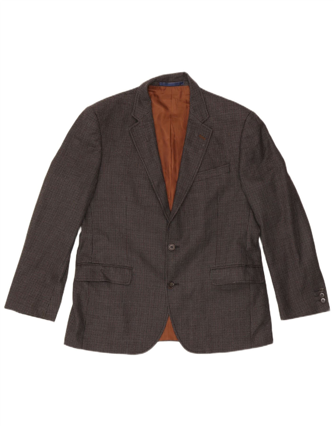 Marks & Spencer Mens 2 Button Blazer Jacket UK 42 Large Grey Check Wool
