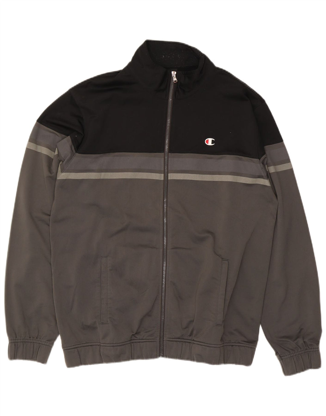 CHAMPION Mens Tracksuit Top Jacket 2XL Grey Colourblock Polyester