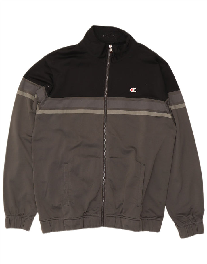 CHAMPION Mens Tracksuit Top Jacket 2XL Grey Colourblock Polyester