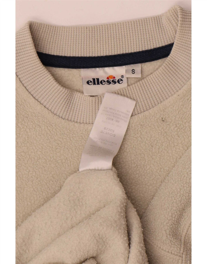 Ellesse Mens Graphic Fleece Jumper Small Beige Polyester