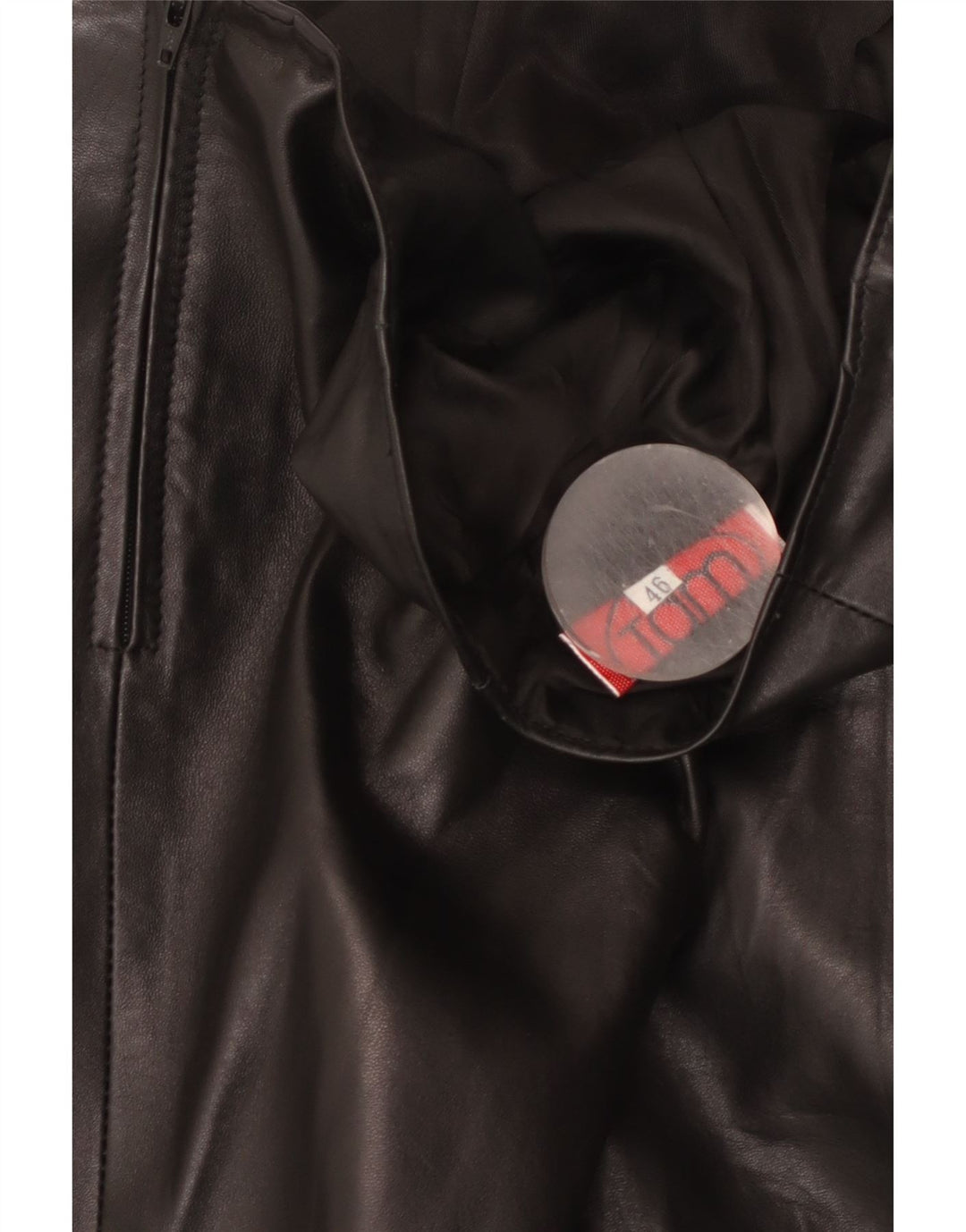 Vintage Damen Lederrock IT 46 Groß W30 Schwarzes Leder