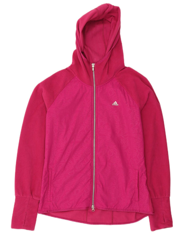 Adidas Dame Climawarm Fleecejakke med hætte UK 14 Medium Pink Geometric
