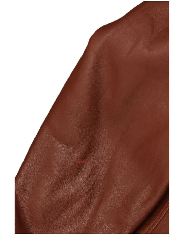 ANTICA PELLERIA Womens Oversized Hooded Jacket IT 44 Medium Brown Leather
