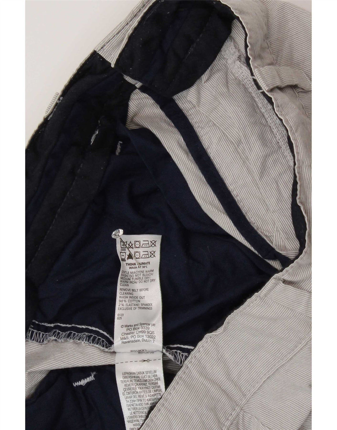 Marks & Spencer Mens Chino Shorts W32 Medium Grey Pinstripe Cotton