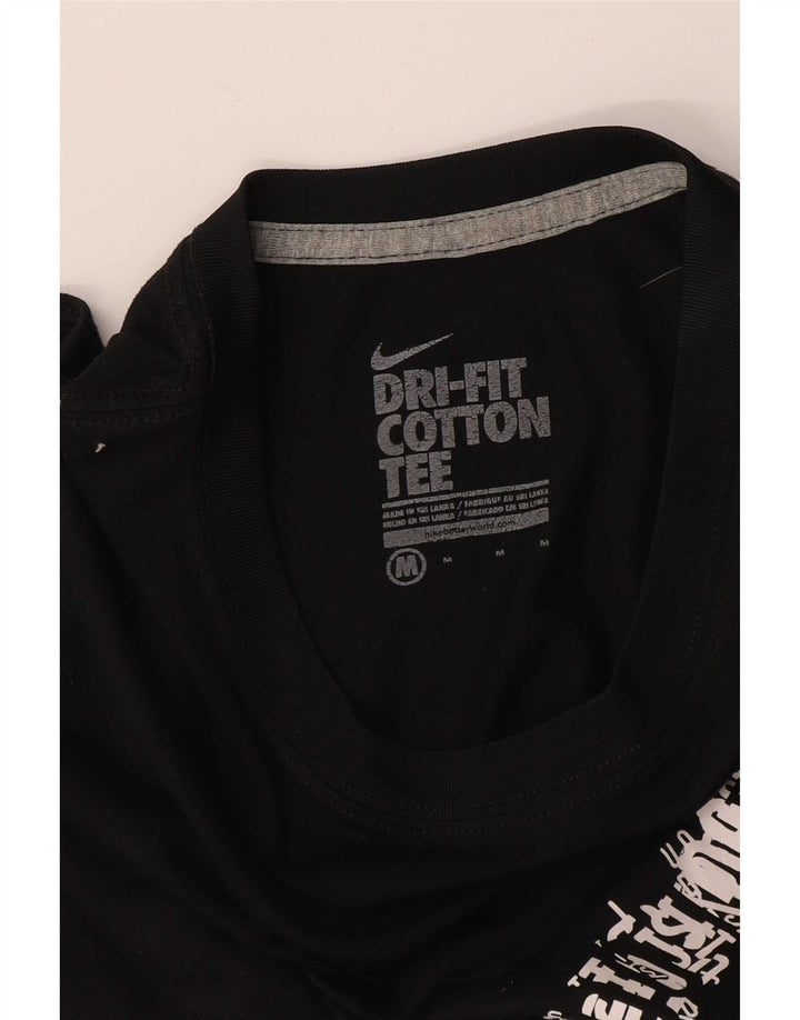 Nike Womens Dri Fit Graphic T-Shirt Top UK 14 Medium Black