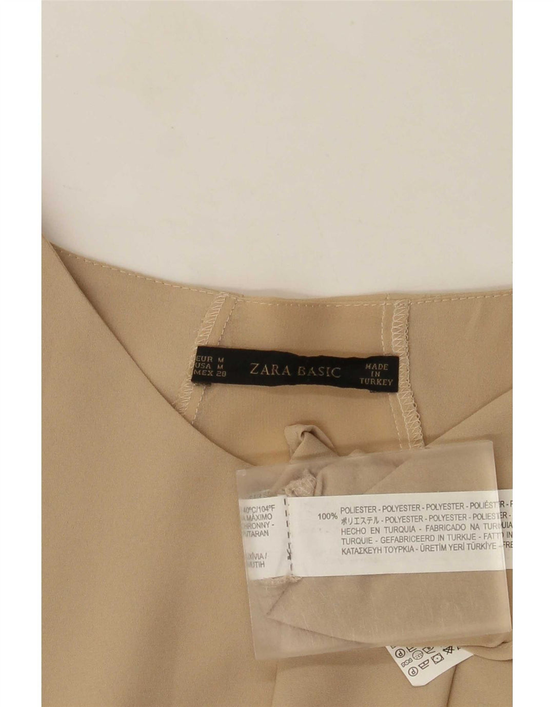 Camicetta a maniche lunghe da donna Zara UK 14 Poliestere beige medio