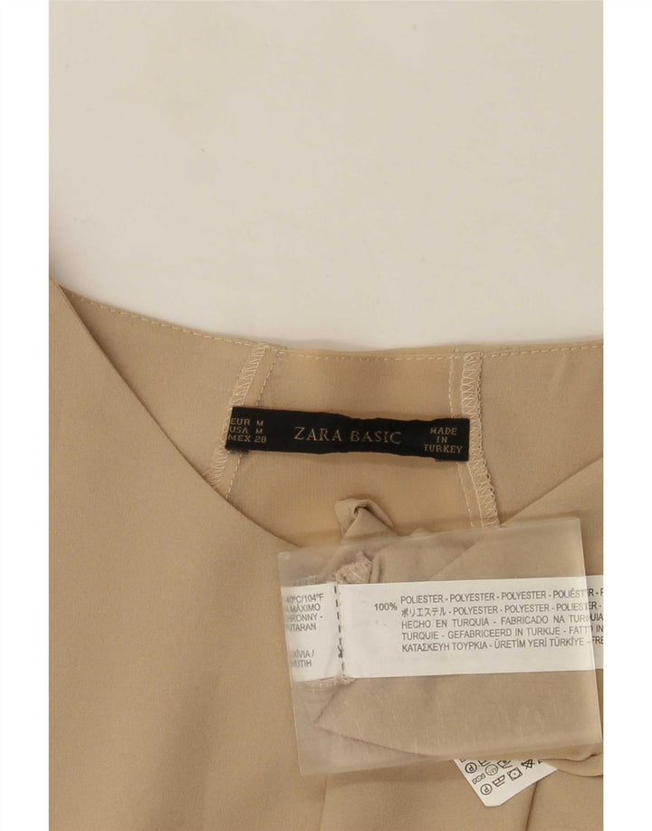 Camicetta a maniche lunghe da donna Zara UK 14 Poliestere beige medio
