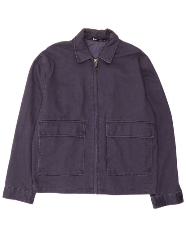 Zara Mens Bomber Jacket UK 38 Medium Azul Marino Algodón