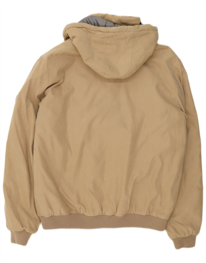 Slam Mens Hooded Bomber Jacket UK 42 XL Beige Polyester
