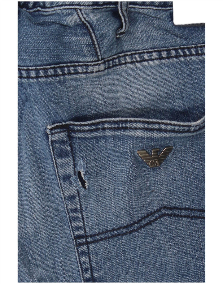 Armani Mens Straight Jeans W33 L34 Blue Cotton