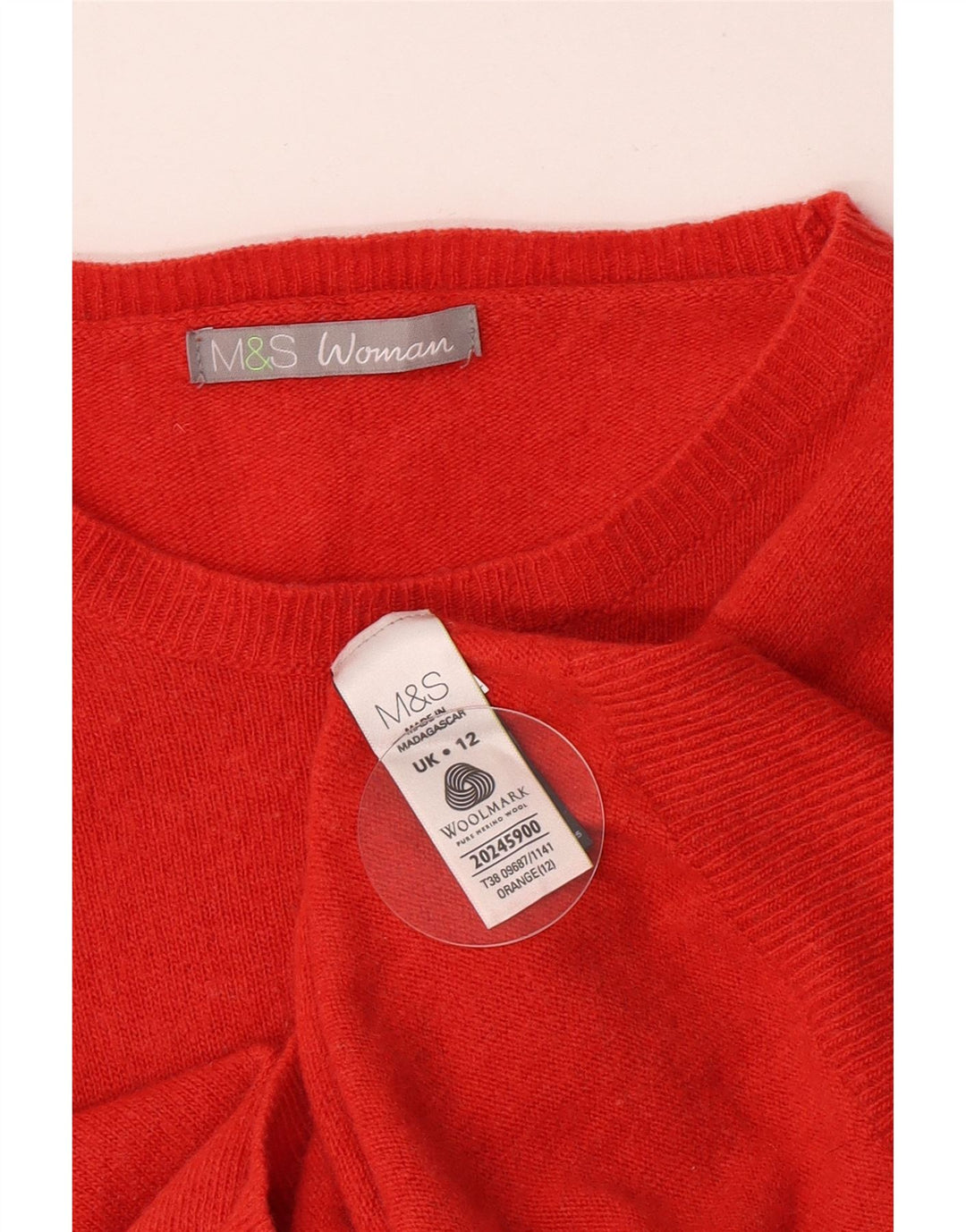 Marks & Spencer Womens Boat Neck Jumper Sweater UK 12 Medium Orange