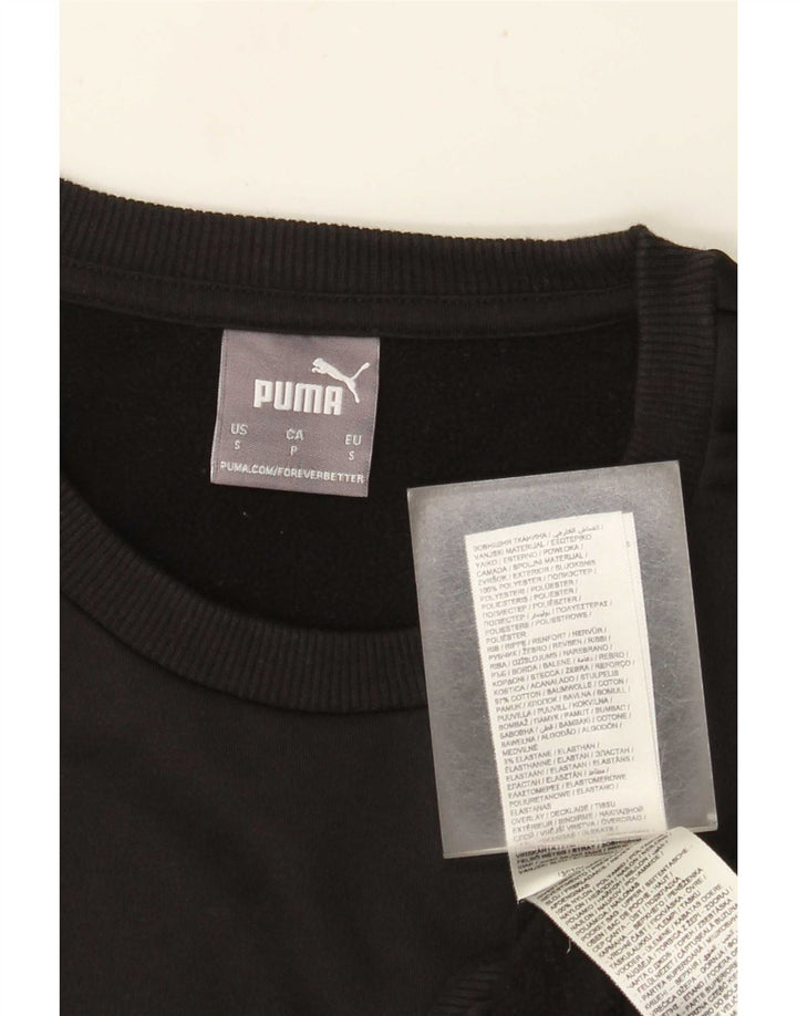 Puma Mens Sweatshirt Jumper Small Black Colourblock Cotton